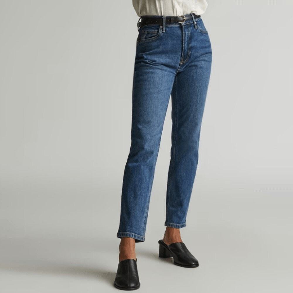 Everlane Cheeky Jean High Rise Straight Leg 100% Cotton in Blue Women's 24 Reg.